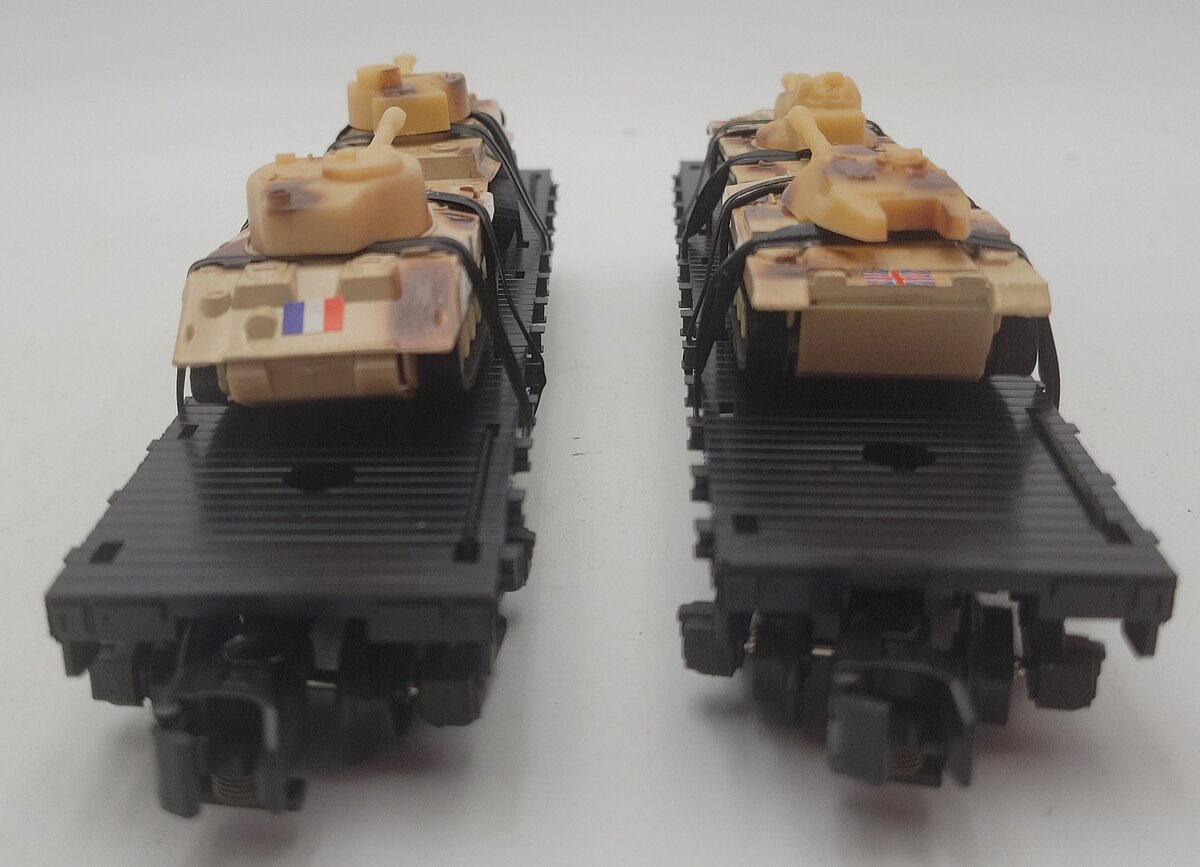 American Flyer 6-48507 S US Army Flatcars with Tanks (Set of 2) LN/Box