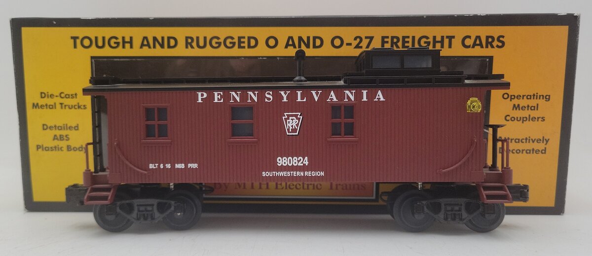 MTH 30-7715 O Gauge RailKing Pennsylvania Semi-Scale Woodsided Caboose #980824 LN/Box