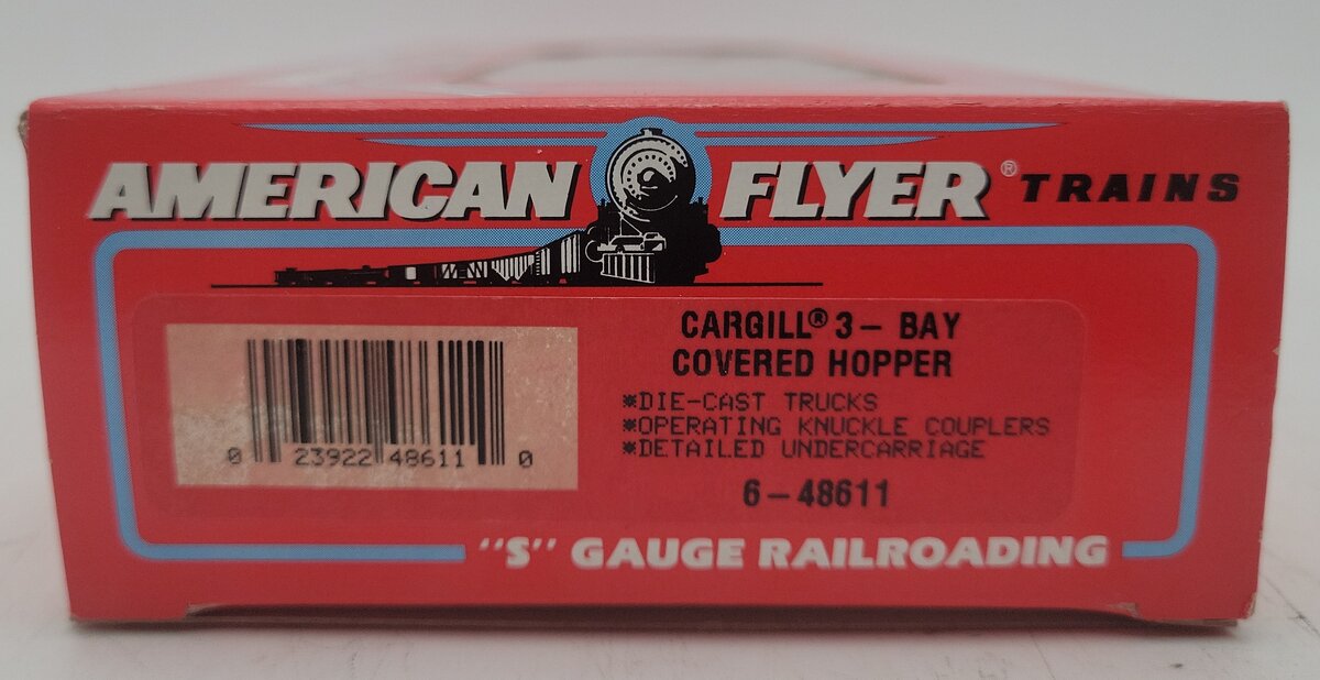 American Flyer 6-48611 S Gauge Cargill 3-Bay Covered Grain Hopper EX/Box