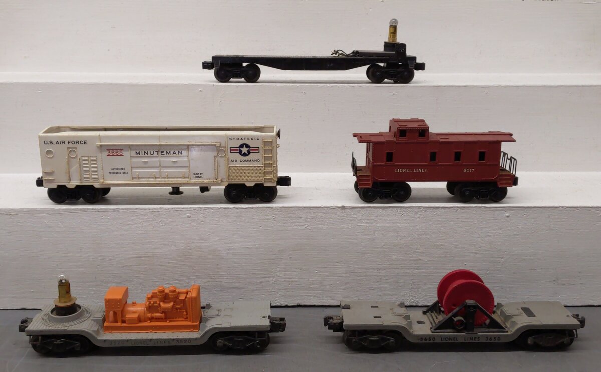 Lionel Vintage O Freight Cars: 3520, 3650, 3665, 6017 [5] VG