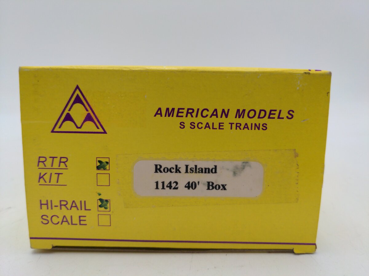 American Models 1142 S Gauge Rock Island 40' Box Car #22184 (Hi-Rail) EX/Box