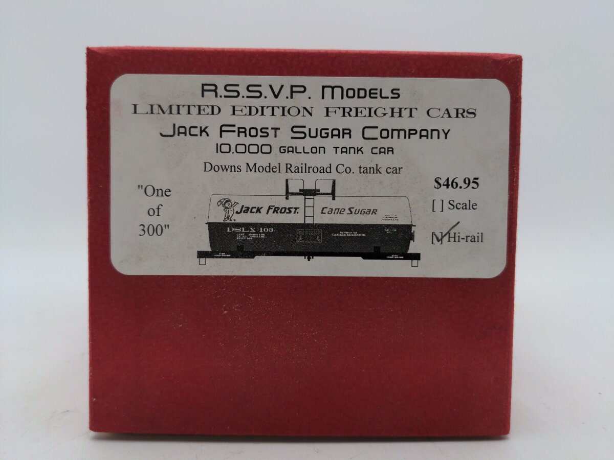 Downs Model RR S Gauge Jack Frost Sugar Company Tank Car EX/Box