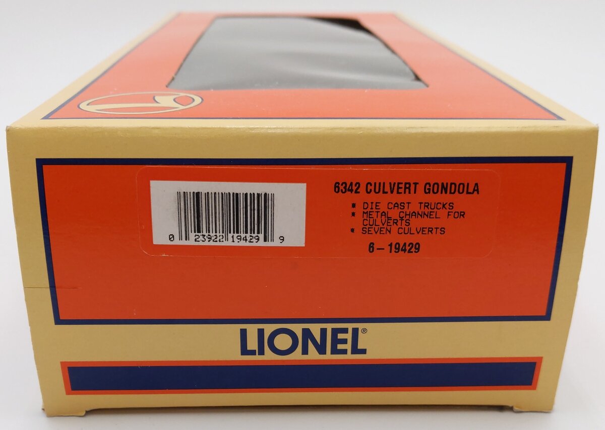 Lionel 6-19429 O Gauge New York Central Culvert Gondola w/ Culverts #6342 EX/Box