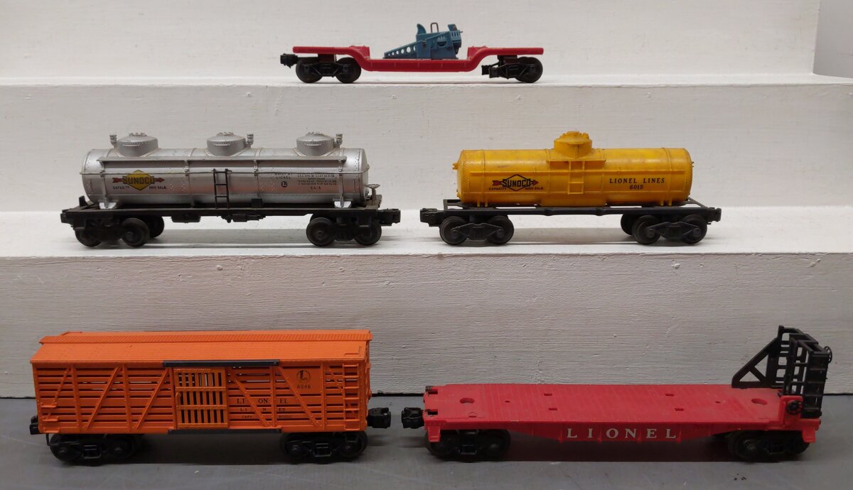Lionel Vintage O Freight Cars: 3309, 6015, 6415, 6467, 6646 [5] VG