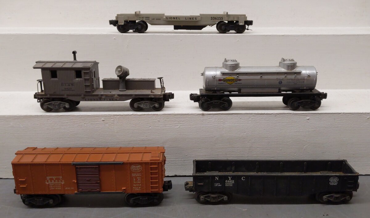 Lionel Vintage O Freight Cars: 6420, 6465, 6454, 6462, 336155 [5] VG