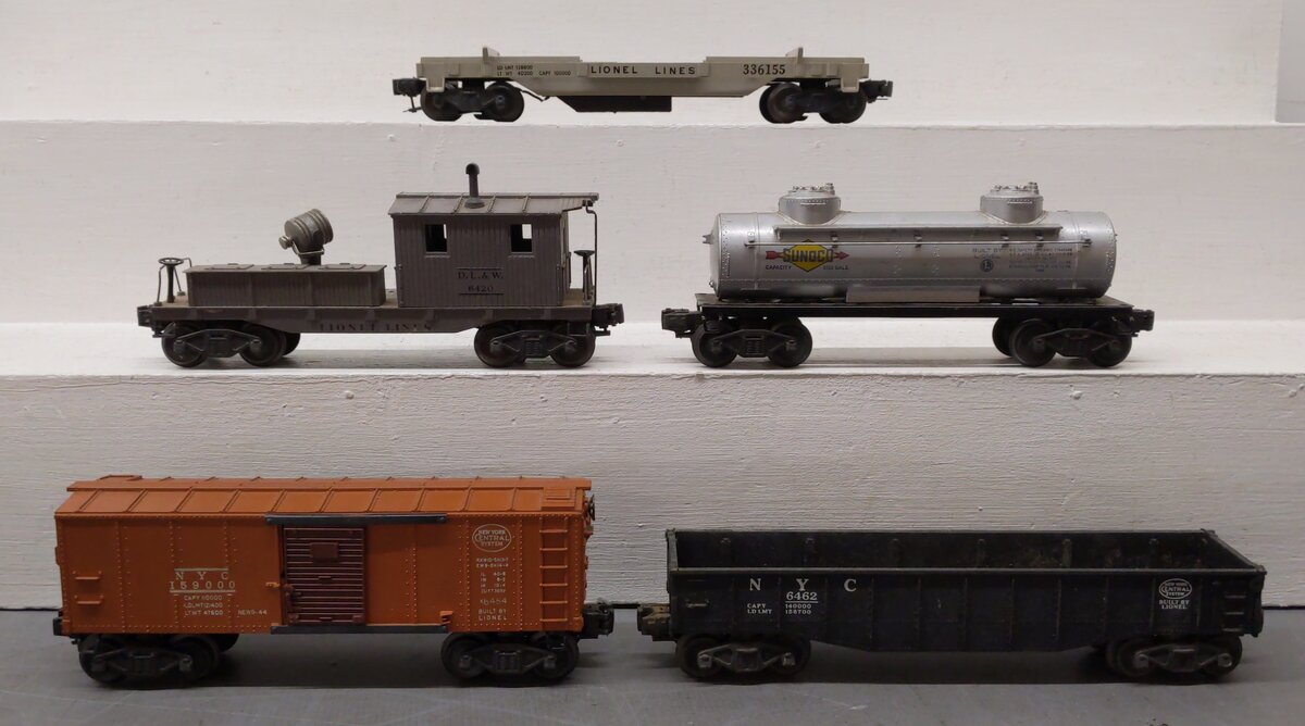 Lionel Vintage O Freight Cars: 6420, 6465, 6454, 6462, 336155 [5] VG
