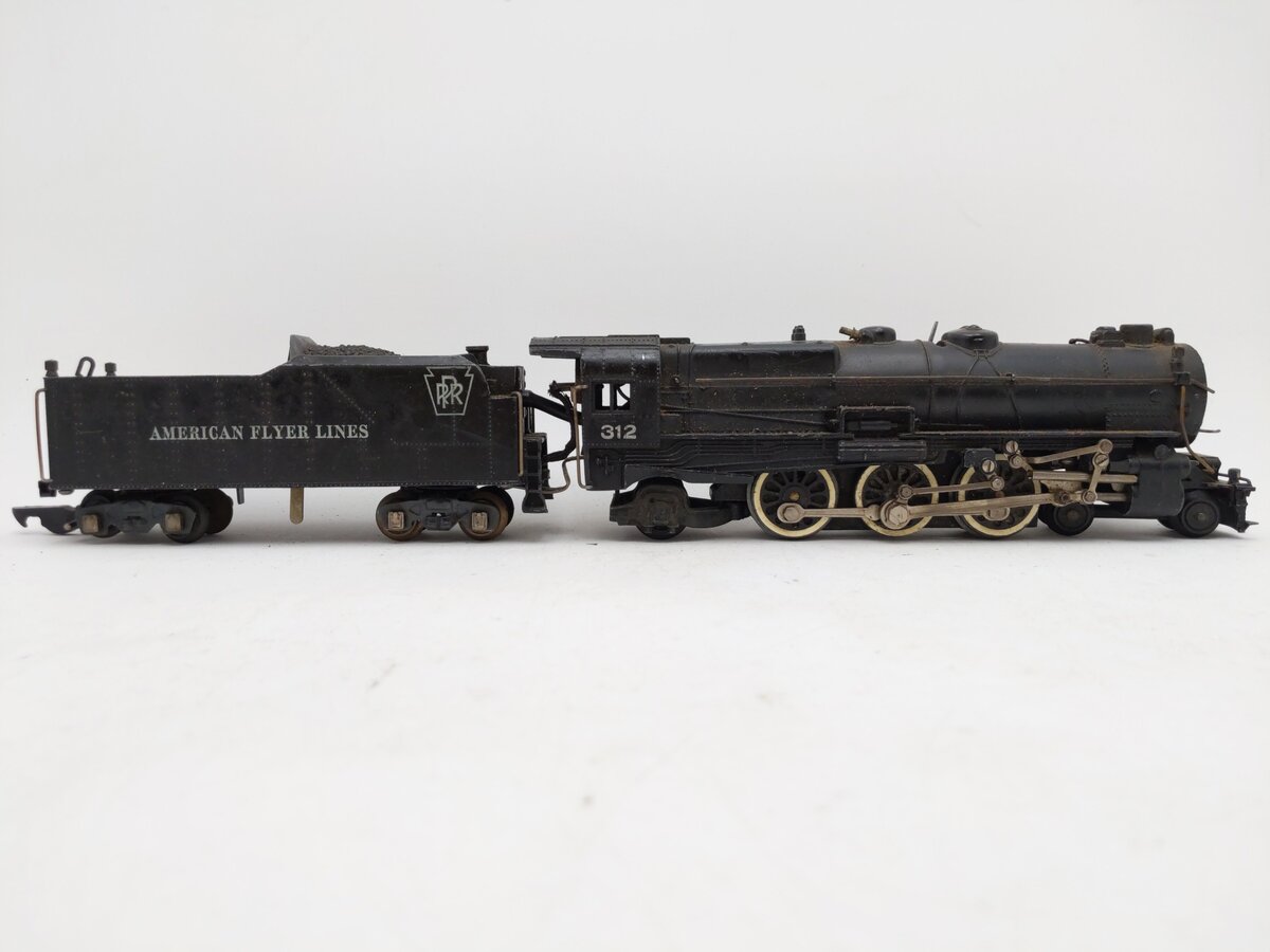 American Flyer 312 VIntage S PRR 4-6-2 Diecast Steam Locomotive & Tender VG