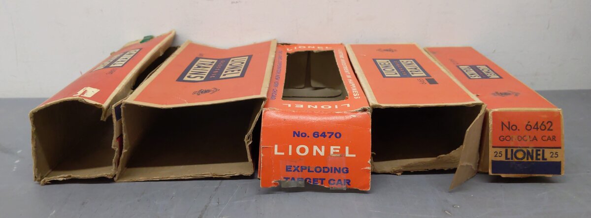 Lionel O Vintage Freight Cars: 3469X, 6470, 6465, 6462-25, 6419 [5] VG/Box