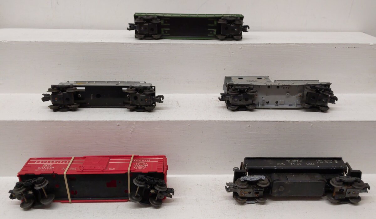 Lionel O Vintage Freight Cars: 3469X, 6470, 6465, 6462-25, 6419 [5] VG/Box