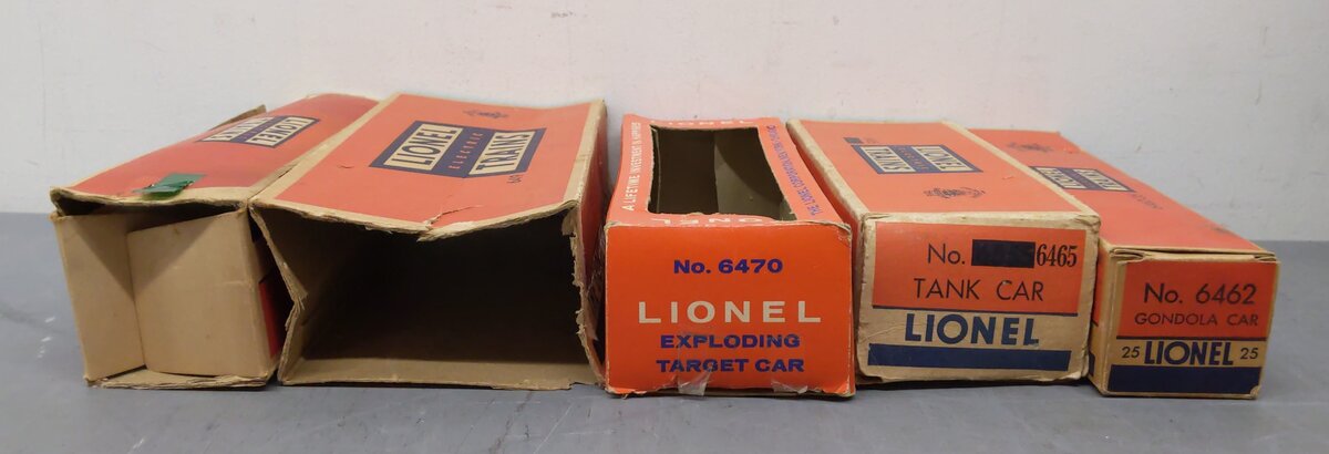 Lionel O Vintage Freight Cars: 3469X, 6470, 6465, 6462-25, 6419 [5] VG/Box