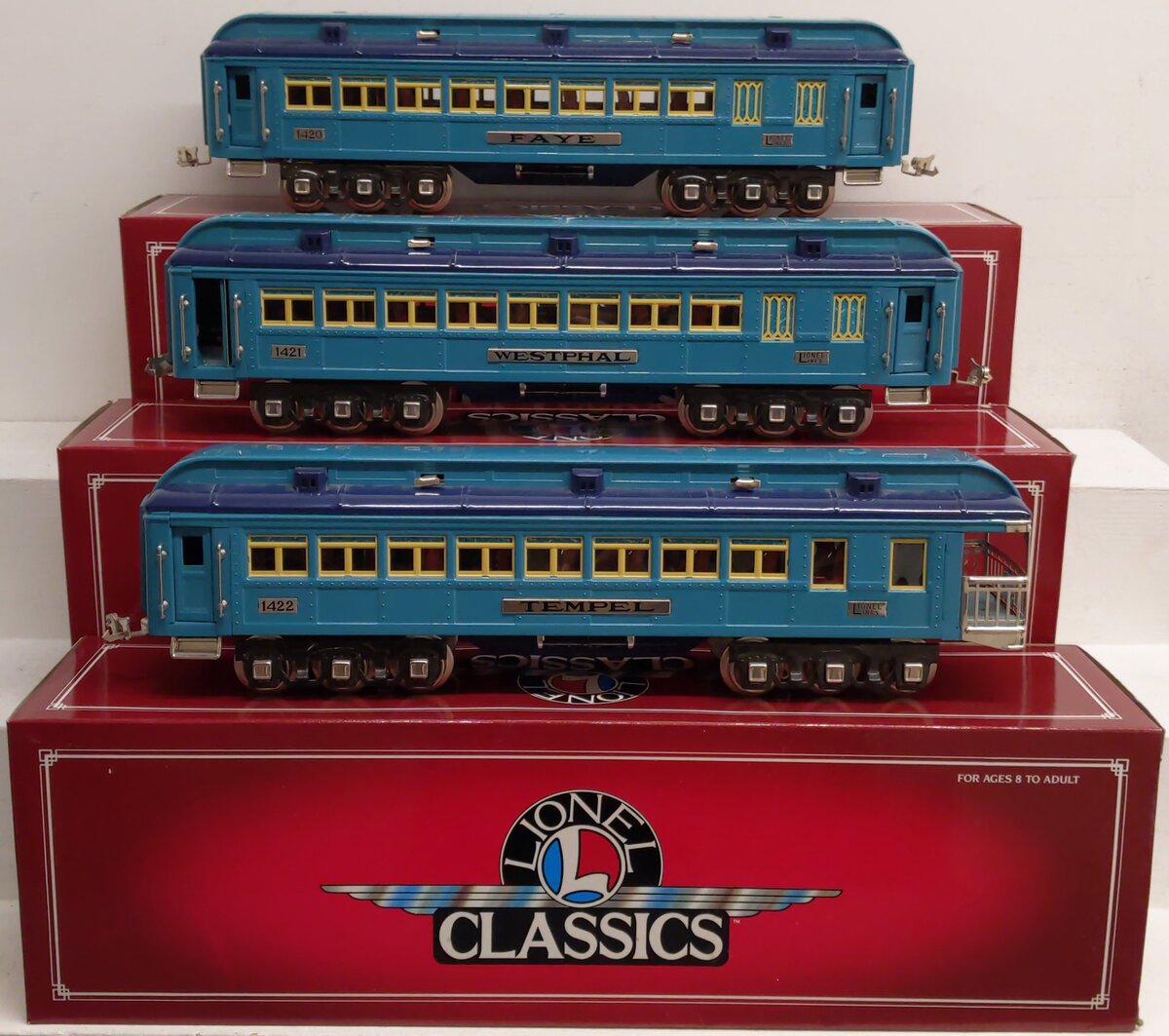 Lionel 6-13408 Standard Gauge Blue Comet Tinplate Passenger 3-Car Set VG/Box