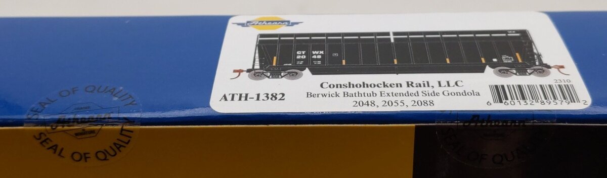 Athearn ATH-1382 HO Scale Berwick Bathtub Extended Side Gondola Cars MT/Box