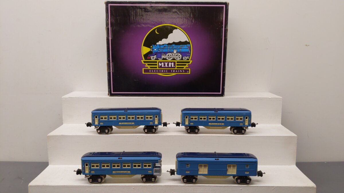 MTH 10-1064 O Blue Comet Passenger Car Set (Set of 4) VG/Box