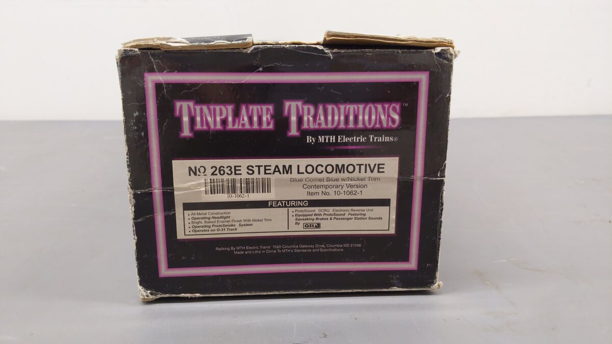 MTH 10-1062-0 O Blue Comet Locomotive and Tender #263E EX/Box