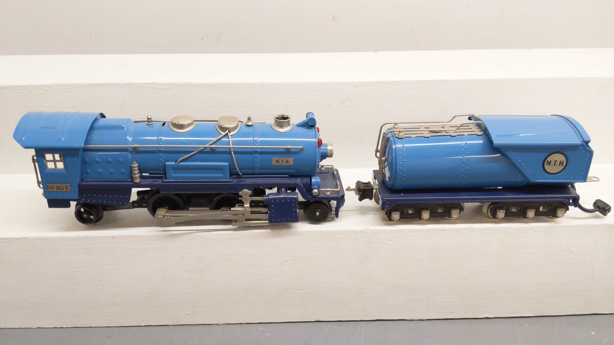 MTH 10-1062-0 O Blue Comet Locomotive and Tender #263E EX/Box