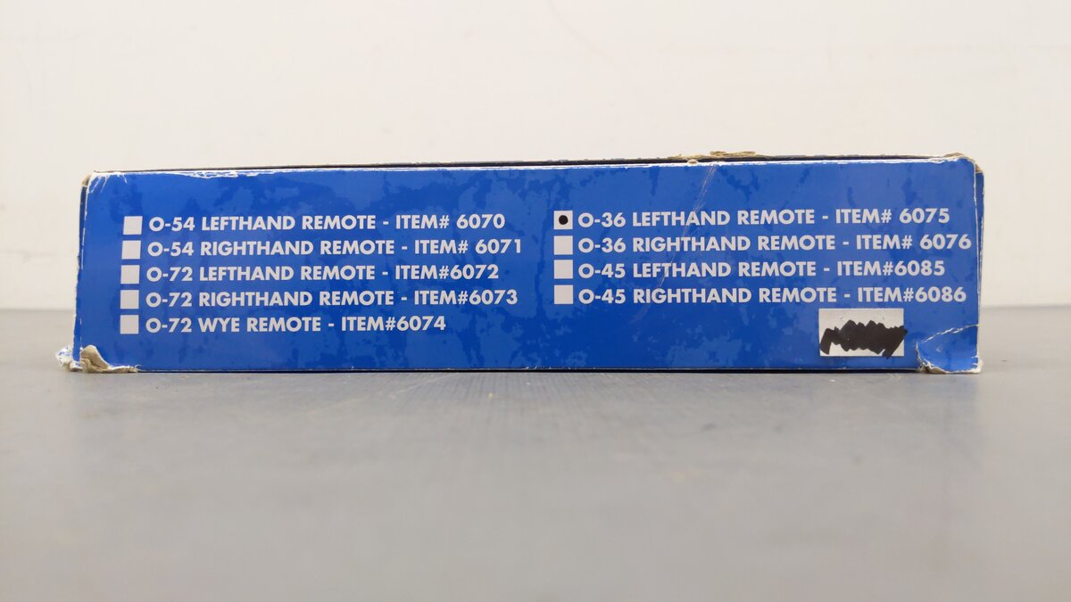 Atlas 6075 O Gauge Nickel Silver O-36 Left Hand Remote Switch Turnout EX/Box