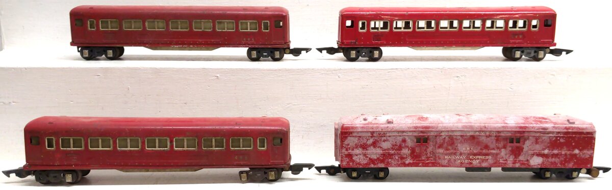 American Flyer Vintage S Red New Haven Passenger Cars: 495, 651 [4]