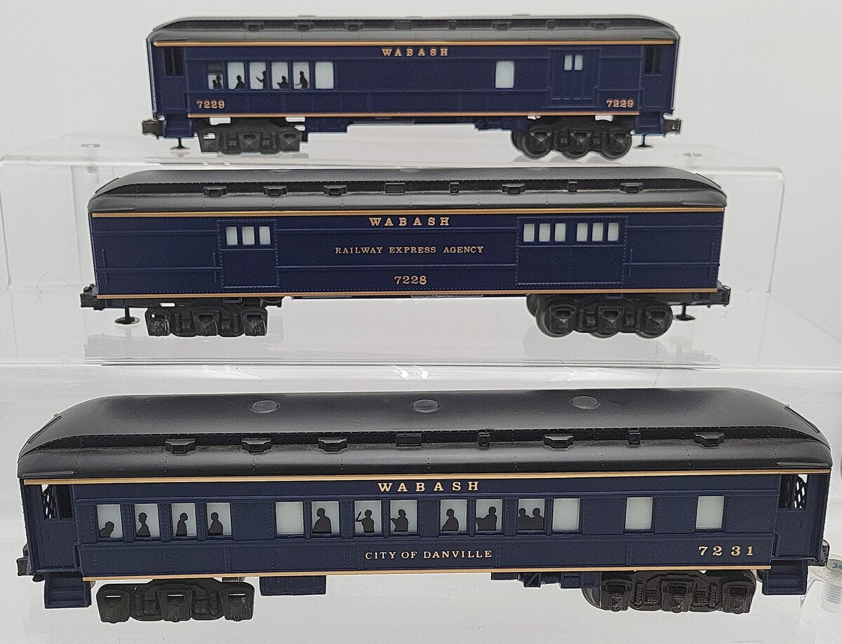 Lionel O Gauge REA Wabash Assorted Passenger Cars: 7228, 7231, 7229 [3] EX