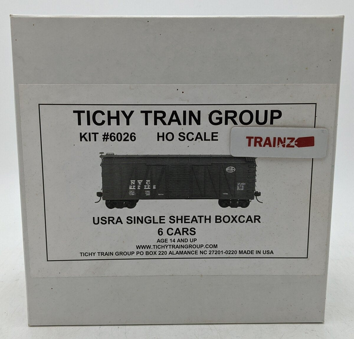 Tichy 6026 HO USRA Single Sheathed Wood Boxcar 40' Undecorated Kit (Set of 6) MT/Box