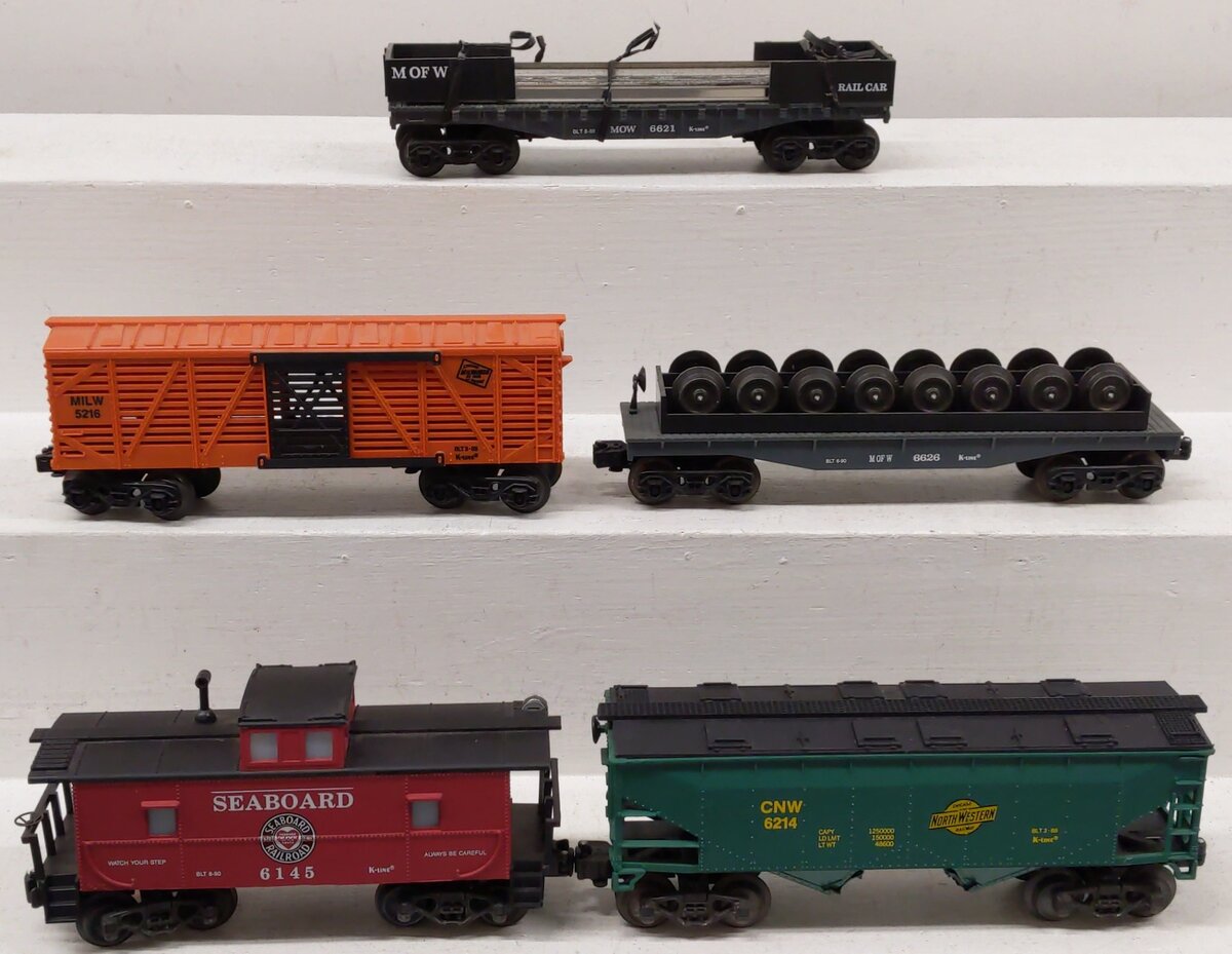 K-Line O Gauge Assorted Freight Cars K6626, K6214, K6145, K6621, K5216 [5] VG/Box