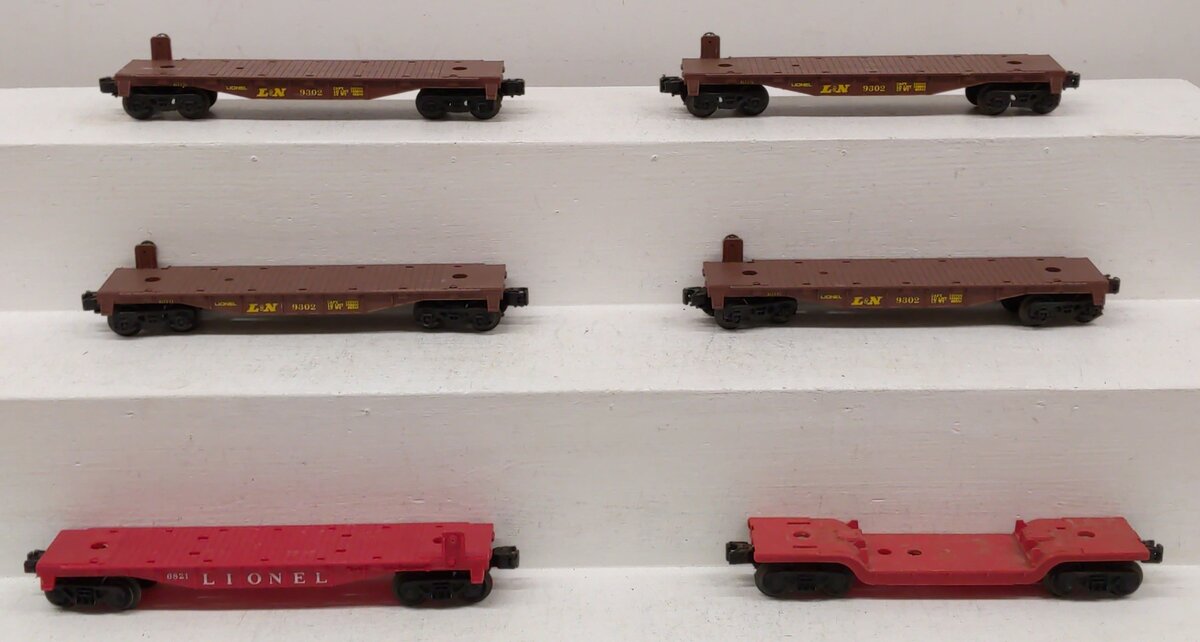 Assorted Lionel O Scale Flatcars [6] #9121 #9302 EX
