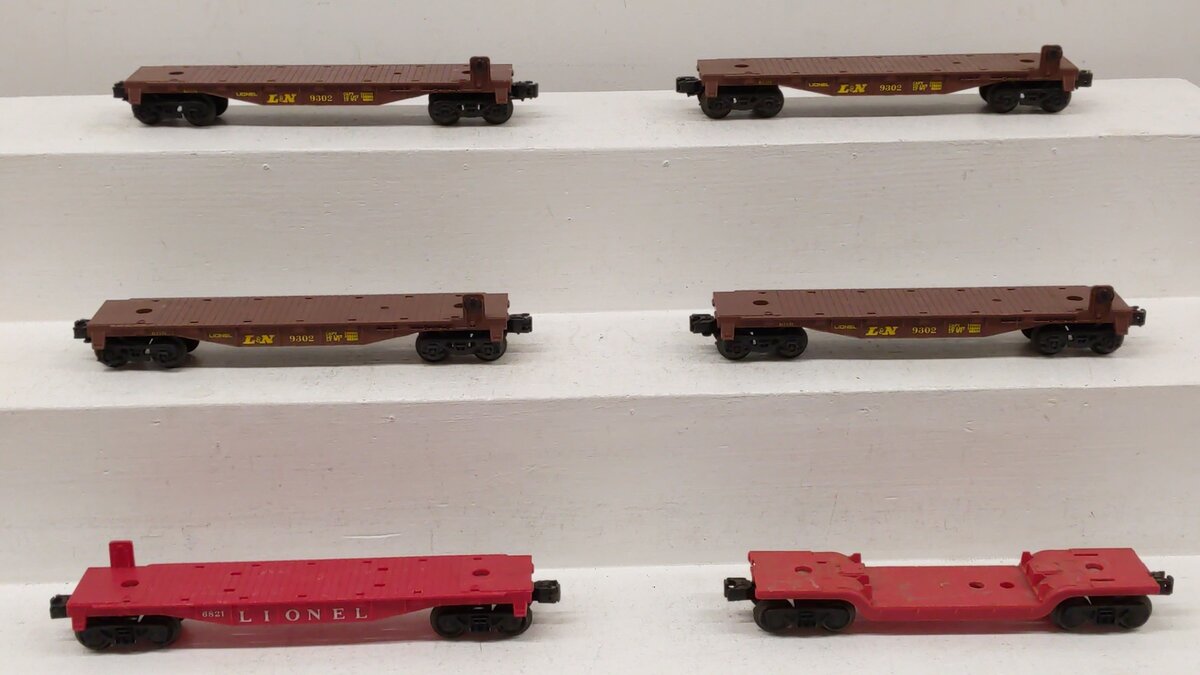 Assorted Lionel O Scale Flatcars [6] #9121 #9302 EX