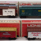 Lionel O Gauge Assorted Freight Cars 6-9856, 6-9853, 6-9427, 6-9406 [4] VG/Box