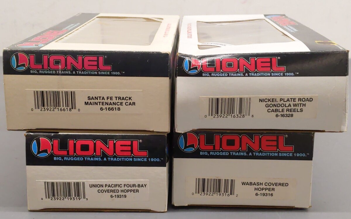 Lionel O Gauge Assorted Freight Cars 6-16328, 6-16618, 6-19316, 6-19319 [4] EX/Box
