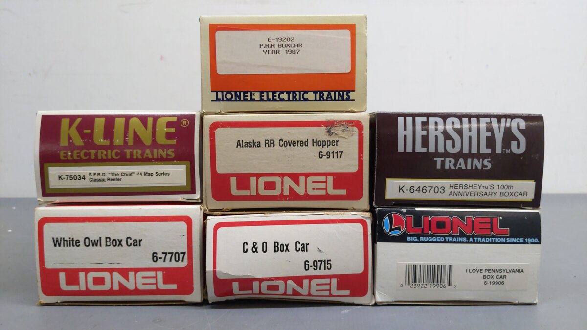 Lionel & K-Lines Assorted O Gauge Boxcars [7] EX/Box