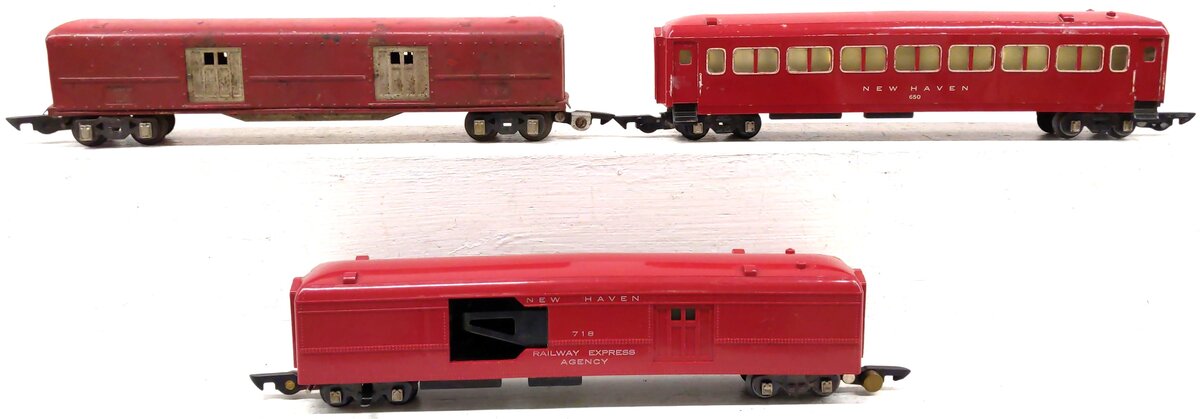 American Flyer Vintage S New Haven Red Passenger Cars: 494, 650, 718 [3] VG
