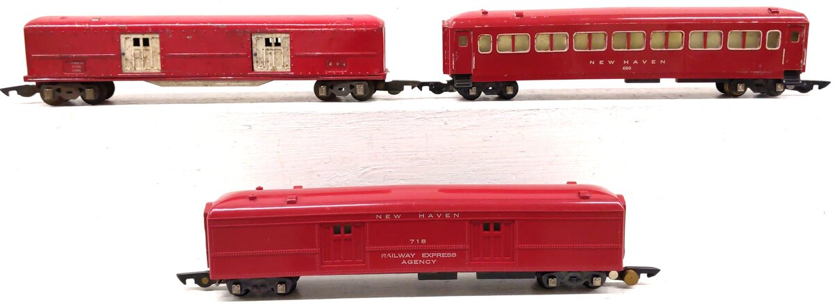 American Flyer Vintage S New Haven Red Passenger Cars: 494, 650, 718 [3] VG