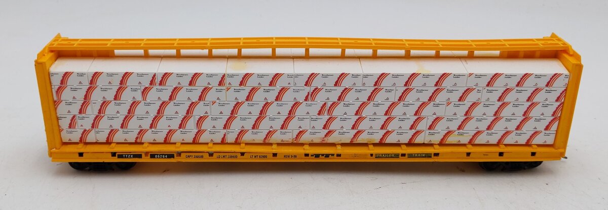 McKean 1755 HO Scale Trailer Train Open Center Beam Flat Car #86264 EX/Box