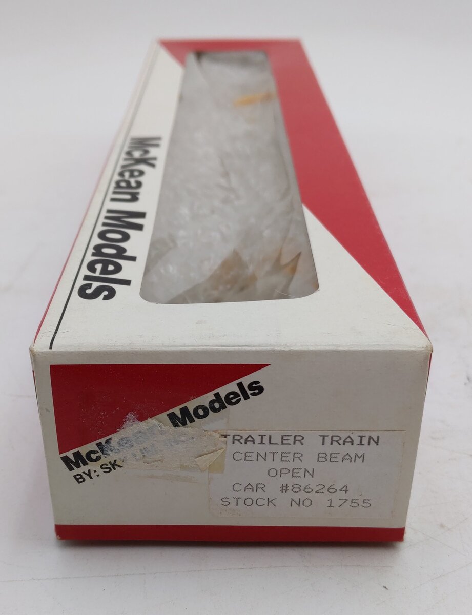 McKean 1755 HO Scale Trailer Train Open Center Beam Flat Car #86264 EX/Box