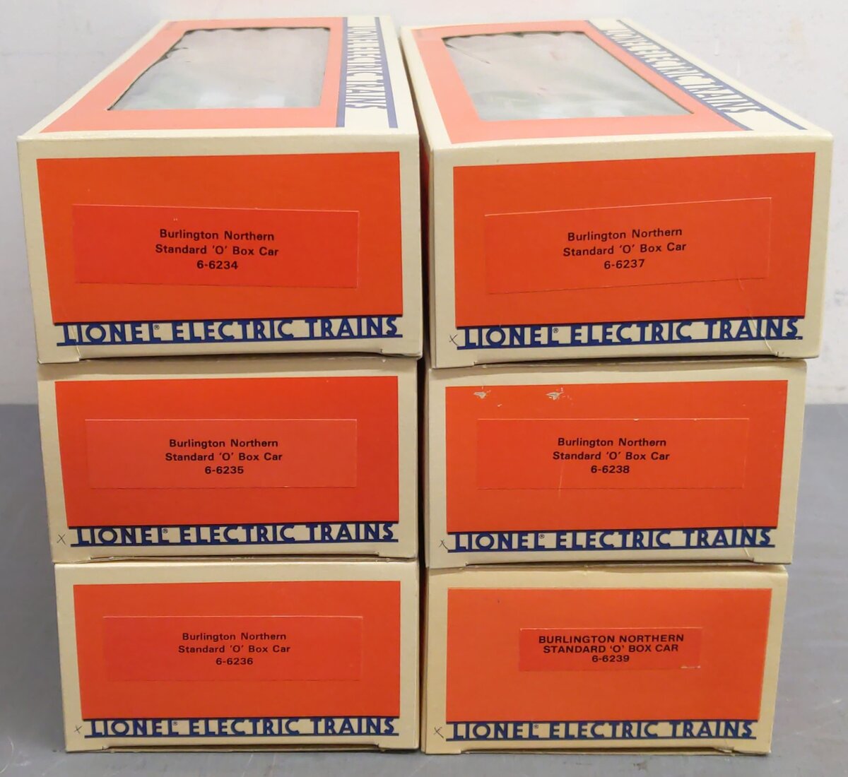 Lionel 6-1552 O Gauge Burlington Northern Boxcars (Set of 6) NIB
