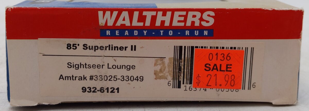 Walthers 932-6121 HO Amtrak Sightseer Lounge 85' Superliner II Car EX/Box