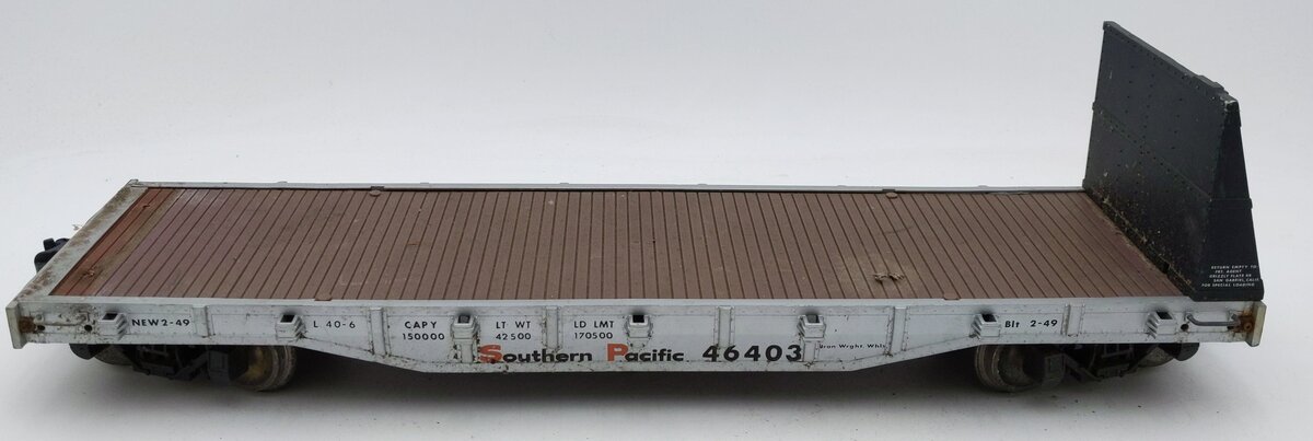 Aristo-Craft 46403 G Scale Southern Pacific Bulkhead Flatcar #46403 VG