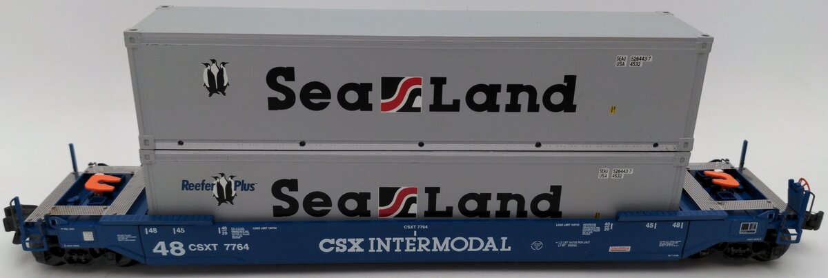 K-Line K7751 O CSX Well Flatcar w/Intermodal Containers #7764 VG/Box