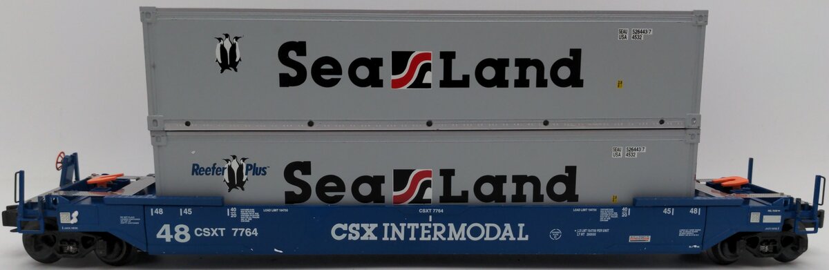 K-Line K7751 O CSX Well Flatcar w/Intermodal Containers #7764 VG/Box