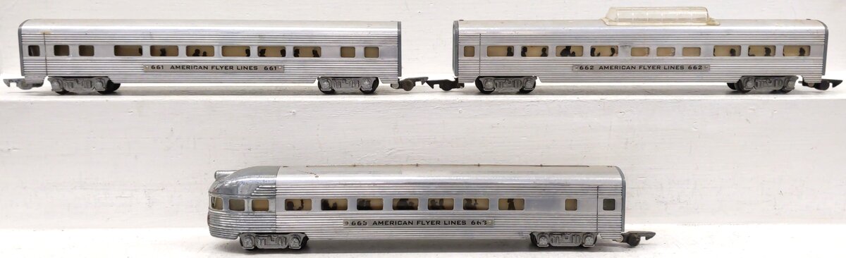 American Flyer Vintage S AFL Passenger Cars: 661, 662, 663 [3] VG