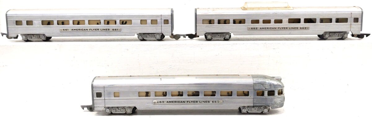 American Flyer Vintage S AFL Passenger Cars: 661, 662, 663 [3] VG