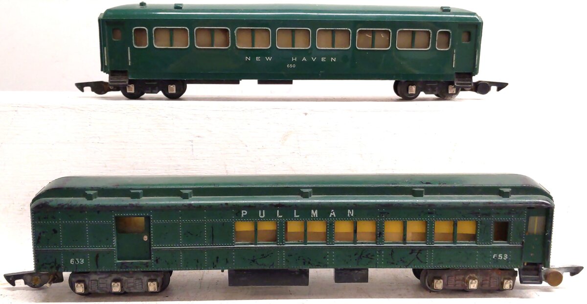 American Flyer Vintage S Green Passenger Cars: 650, 653 [2] VG