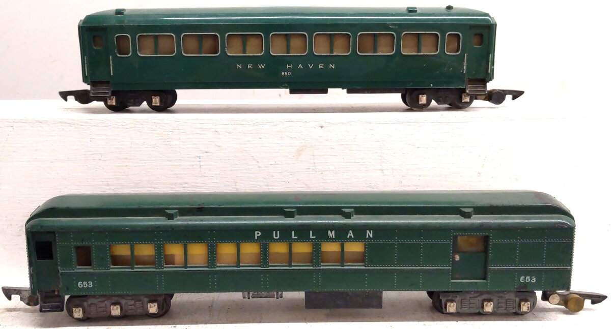 American Flyer Vintage S Green Passenger Cars: 650, 653 [2] VG