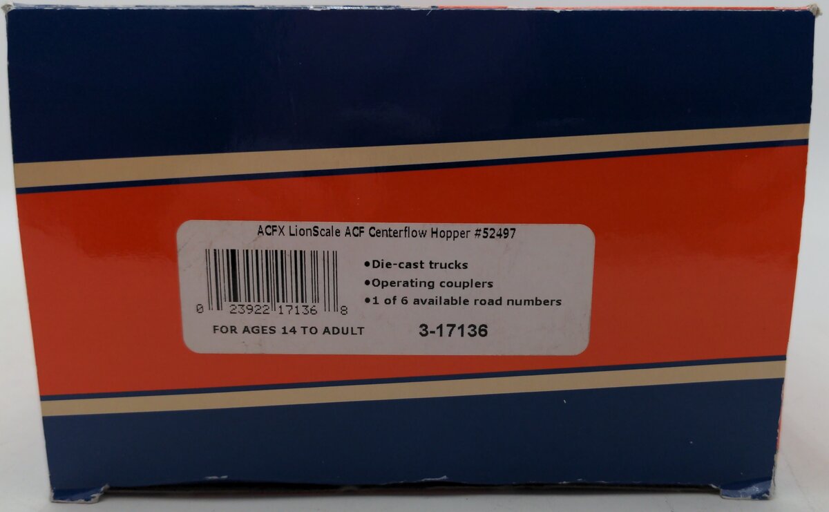 Lionel 3-17136 O Gauge ACFX Centerflow Hopper #52497 LN/Box