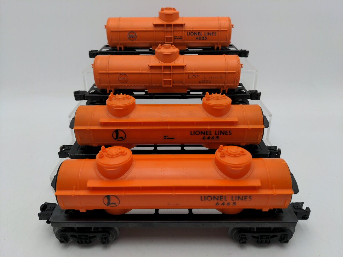 Lionel O Gauge Assorted Lionel Line Tank Cars: 6025, 6465 [4] VG
