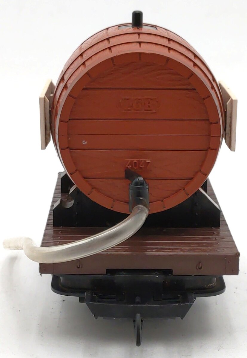 LGB 4047 G Scale Flatcar with Ferdinand Pieroth Whiskey Barrel VG