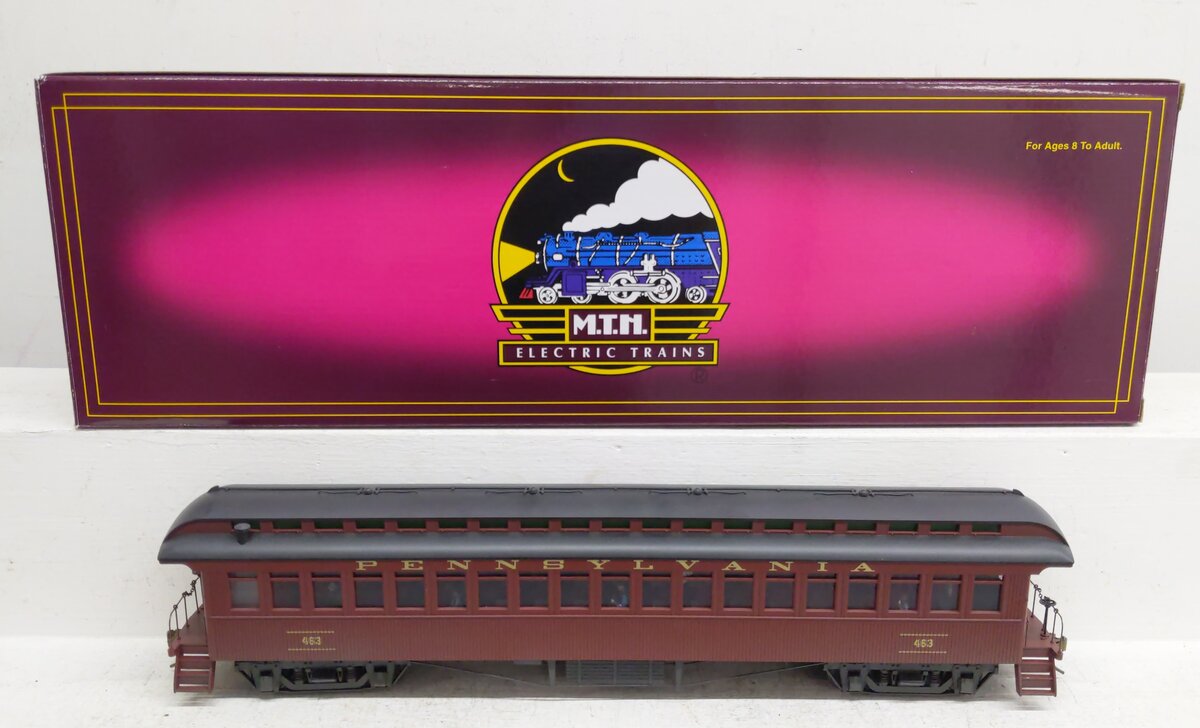 MTH 20-62004 Pennsylvania 64' Woodsided Coach Car VG/Box