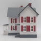 MTH 30-90333 O Gauge White With Red Shutters Built Up Farm House LN