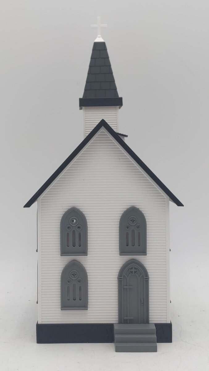 MTH 30-9002 O Gauge White Country Church with Gray Roof & Shutters #5 LN