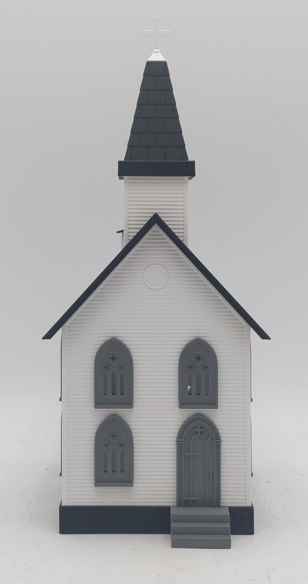 MTH 30-9002 O Gauge White Country Church with Gray Roof & Shutters #5 LN