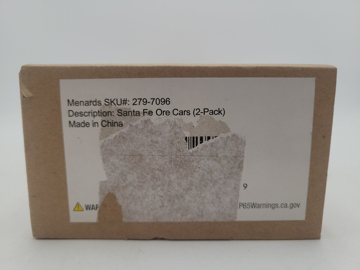 Menards 279-7096 O Gauge CUSTOM Santa Fe Ore Cars (Pack of 2) EX/Box